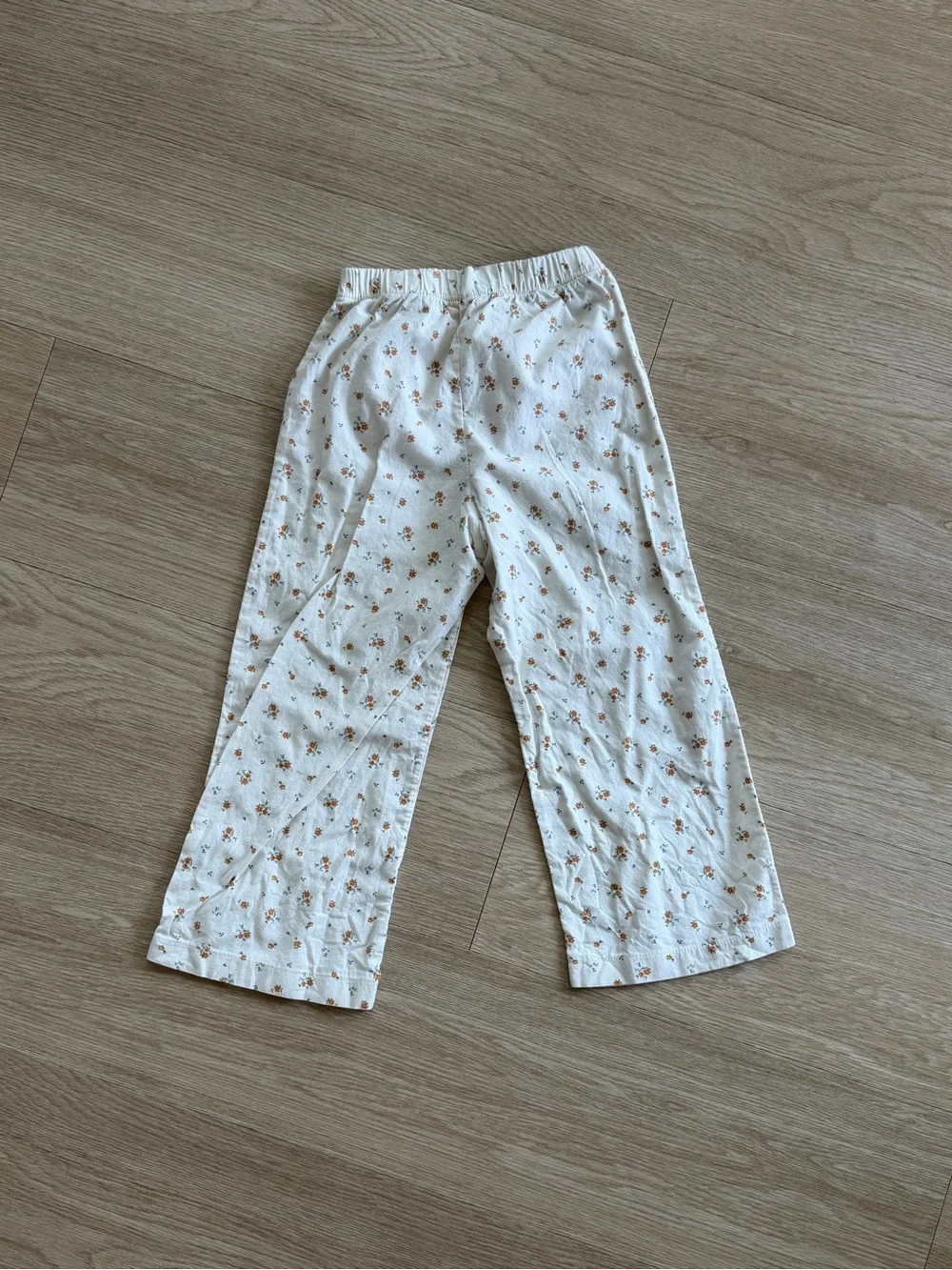 Noa de Cajou Girls Floral Lounge PJ Pants 4-5Y White 100% Cotton Elastic Bottoms